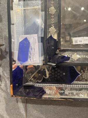 Lot 332 - Venetian Etched and Blue Glass Mirror