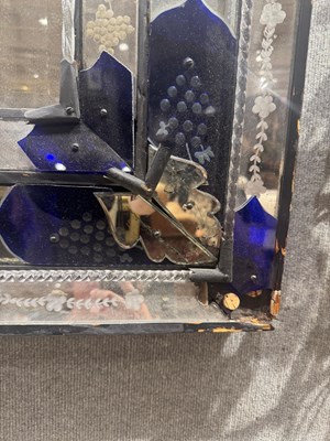Lot 332 - Venetian Etched and Blue Glass Mirror