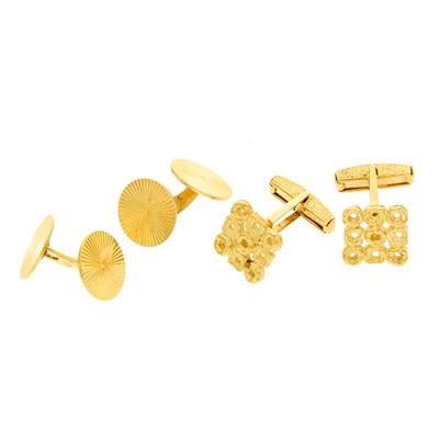Lot 2205 - Two Pairs of Gold Cufflinks