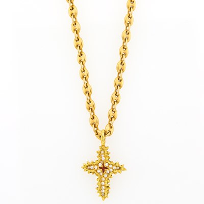 Lot 2059 - Gold and Diamond Pendant-Necklace