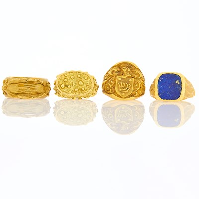 Lot 2227 - Four Gold and Lapis Rings