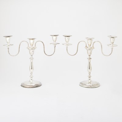 Lot 198 - Pair of George III Sterling Silver Candlesticks with Silver Plated Branches