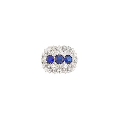 Lot 2143 - Antique Platinum, Gold, Synthetic Sapphire and Diamond Ring