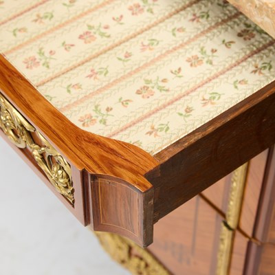 Lot Louis XV/XVI Transitional Ormolu-Mounted Kingwood, Tulipwood and Parquetry Commode