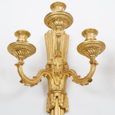 Lot 14 - Pair of Louis XVI Ormolu Three-Branch Wall Lights