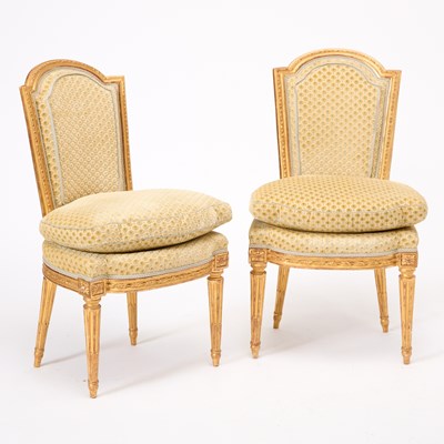 Lot 15 - Pair of Royal Louis XVI Giltwood Chaises en Cabriolet