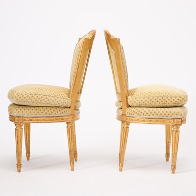 Lot 15 - Pair of Royal Louis XVI Giltwood Chaises en Cabriolet