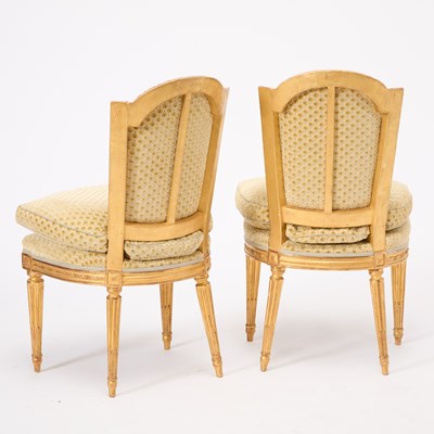 Lot 15 - Pair of Royal Louis XVI Giltwood Chaises en Cabriolet