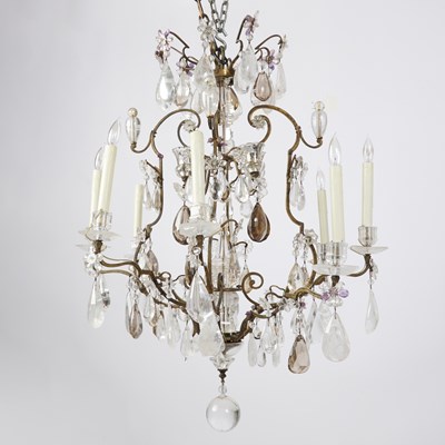 Lot 3 - Louis XIV Ormolu and Rock Crystal Eight-Light Chandelier