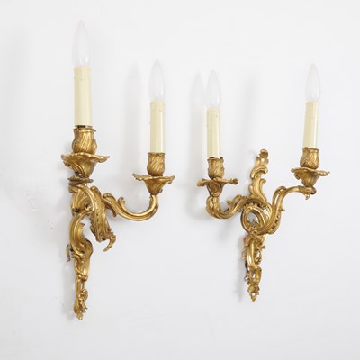 Lot 6 - Pair of Louis XV Ormolu Two- Branch Wall-Lights