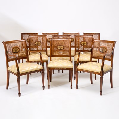 Lot 190 - Set of Ten Edwardian Style Painted Fruitwood Dining Chairs