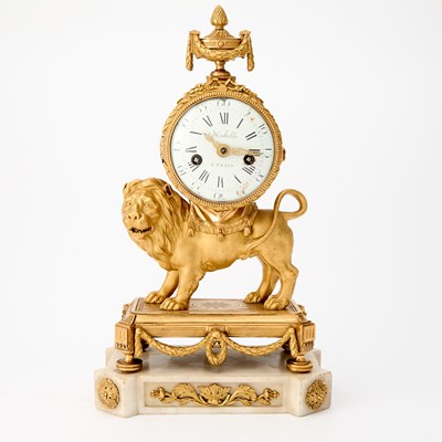 Lot 10 - Louis XVI Ormolu and White Marble Mantel Clock
