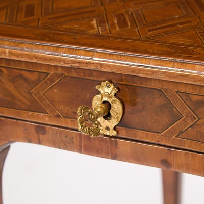 Lot Louis XVI East French Fruitwood, Elm and Parquetry Table a Ecrire