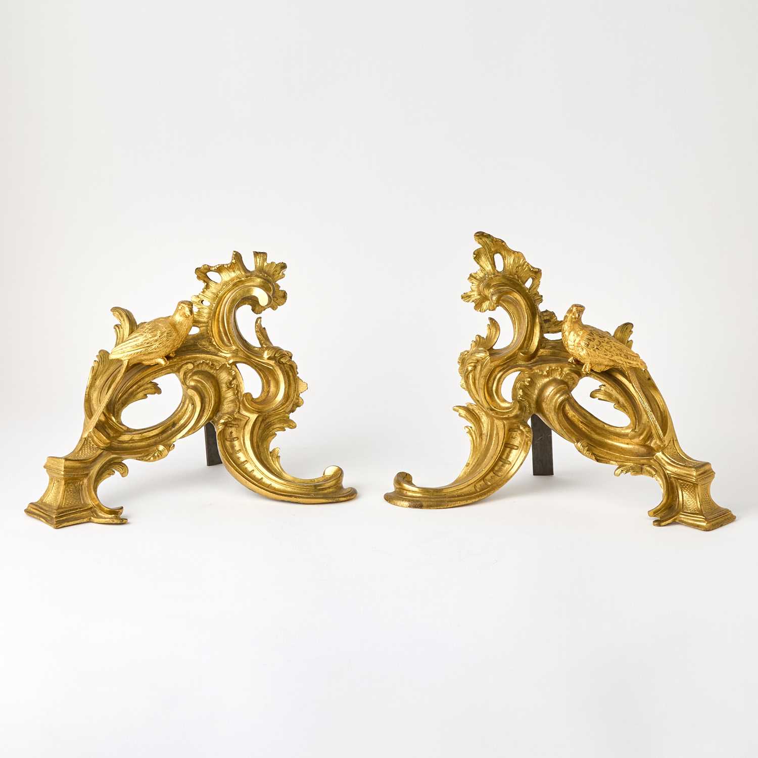 Lot 62 - Pair of Louis XV Ormolu Chenets