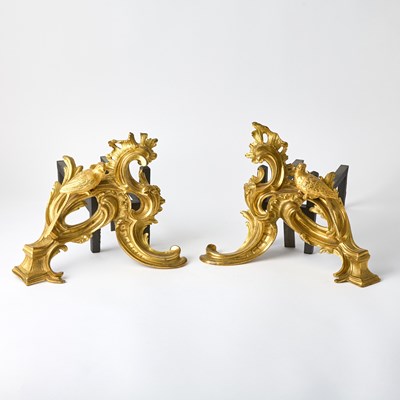 Lot 62 - Pair of Louis XV Ormolu Chenets