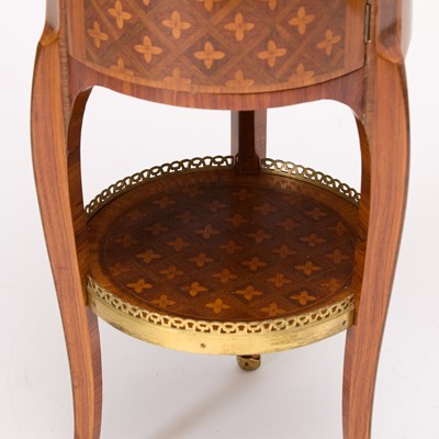 Lot 57 - Late Louis XV Gilt-Bronze Mounted Tulipwood, Palmwood, and Parquetry Table en Chiffonière