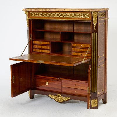 Lot 12 - Late Louis XV Ormolu-Mounted Tulipwood, Kingwood, and Amaranth Parquetry Secrétaire à Abattant