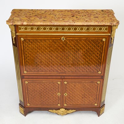 Lot 12 - Late Louis XV Ormolu-Mounted Tulipwood, Kingwood, and Amaranth Parquetry Secrétaire à Abattant
