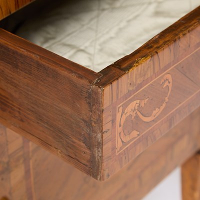 Lot Pair of Northern Italian Neoclassical Walnut, Fruitwood and Tulipwood Marquetry and Parquetry Side Cabinets
