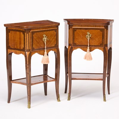 Lot 8 - Pair of Louis XV Tulipwood and Amaranth Bedside Commodes