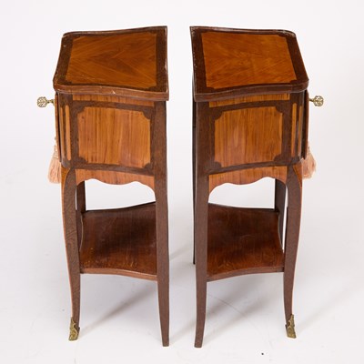 Lot 8 - Pair of Louis XV Tulipwood and Amaranth Bedside Commodes