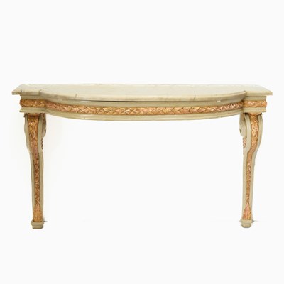 Lot 187 - Louis XVI Grey-Painted and Parcel Giltwood Console Table