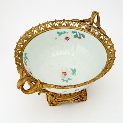 Lot 16 - Chinese Export Gilt-Bronze Mounted Famille Rose Punch Bowl