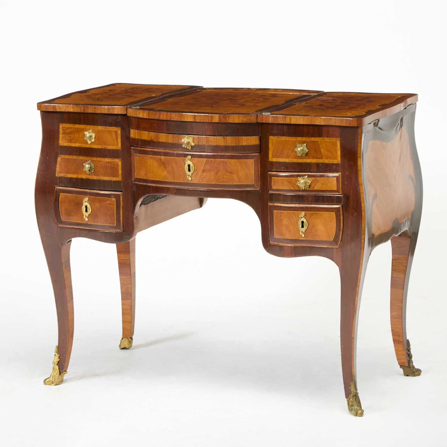 Lot Louis XV Tulipwood, Kingwood, Amaranth and Fruitwood Marquetry Table De Toilette