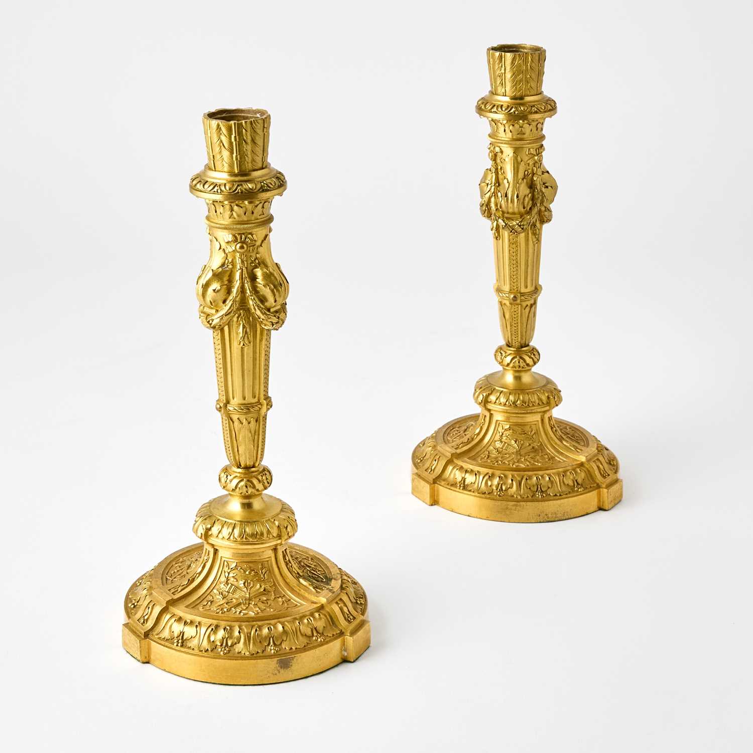 Lot 32 - Pair of Louis XVI Style Gilt-Bronze Candlesticks