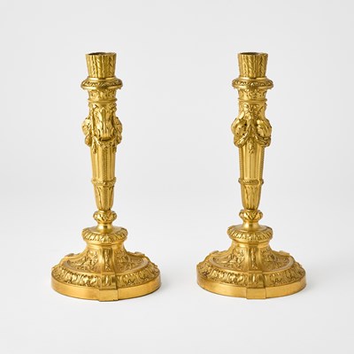 Lot 32 - Pair of Louis XVI Style Gilt-Bronze Candlesticks