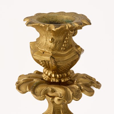 Lot A Pair of Russian Ormolu and Malachite Candlesticks