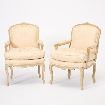 Lot 74 - Set of Four Louis XV Style Cream-Painted Fauteuils a la Reine
