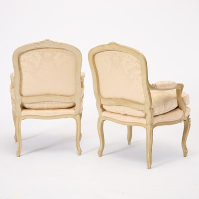 Lot 74 - Set of Four Louis XV Style Cream-Painted Fauteuils a la Reine