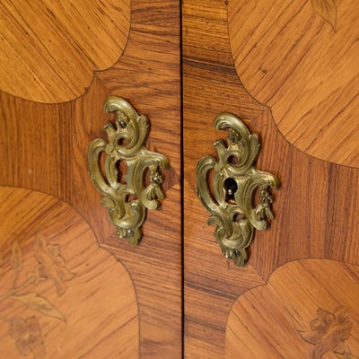 Lot 28 - Louis XV/XVI Transitional Style Brass-Mounted Tulipwood and Floral Marquetry Small Armoire