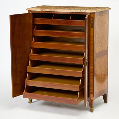 Lot 28 - Louis XV/XVI Transitional Style Brass-Mounted Tulipwood and Floral Marquetry Small Armoire