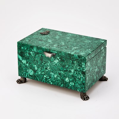 Lot 160 - Russian Silver-Mounted Malachite Box