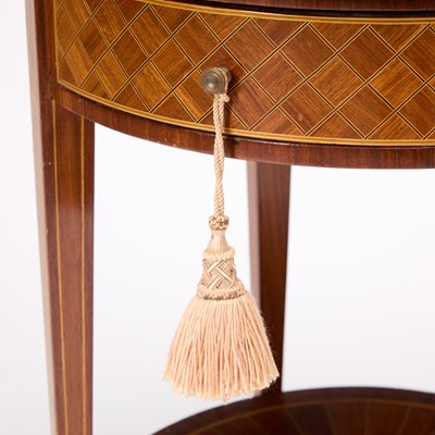 Lot 75 - Louis XVI Style Tulipwood, Mahogany and Parquetry Center Table