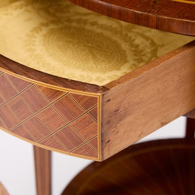 Lot 75 - Louis XVI Style Tulipwood, Mahogany and Parquetry Center Table