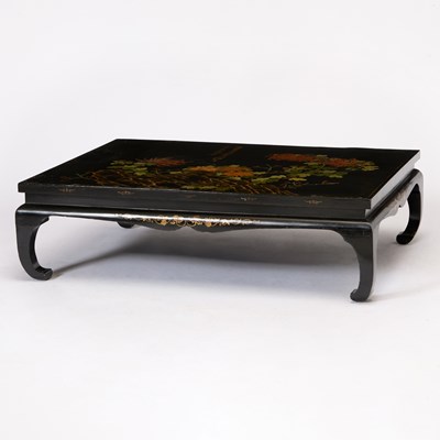 Lot 126 - Chinese Polychrome Painted Mother-of-Pearl and Black-Lacquered Low Table