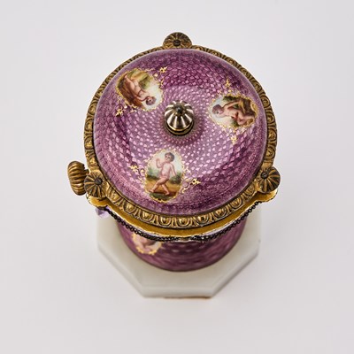Lot 27 - Louis XVI Style Gilt-Bronze-Mounted Guilloché Enameled Cercles Tournants Table Clock