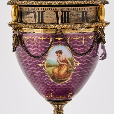 Lot 27 - Louis XVI Style Gilt-Bronze-Mounted Guilloché Enameled Cercles Tournants Table Clock