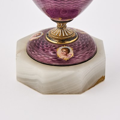 Lot 27 - Louis XVI Style Gilt-Bronze-Mounted Guilloché Enameled Cercles Tournants Table Clock