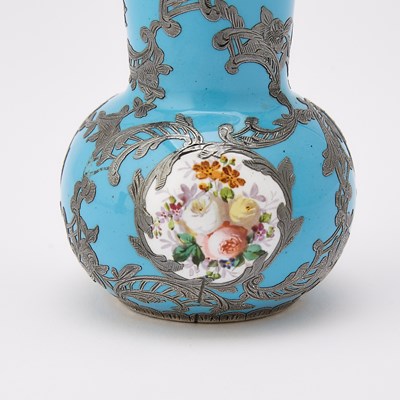 Lot 25 - Assembled Pair of Viennese Silver-Inlaid Enamel Vases