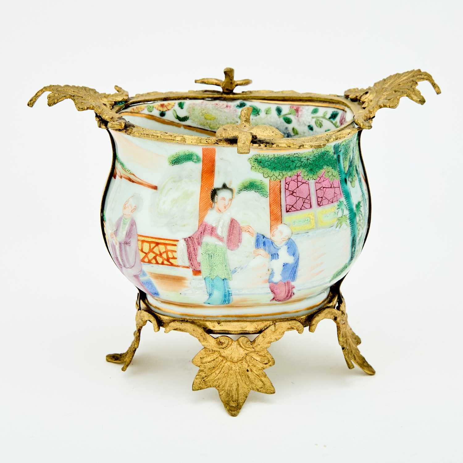 Lot 44 - Gilt-Bronze Mounted Chinese Export Famille Rose Porcelain Sugar Bowl