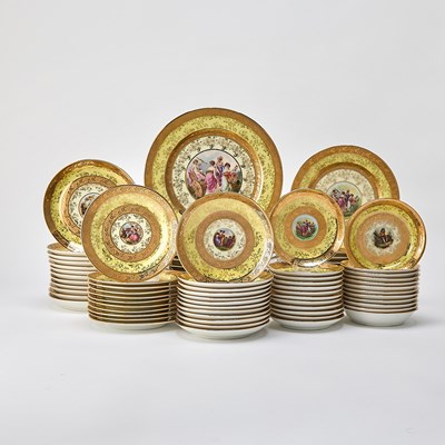 Lot 87 - Limoges Gilt and Polychrome-Painted Porcelain Dinner Service