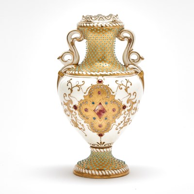 Lot 239 - Coalport Small "Jeweled" Cabinet Vase