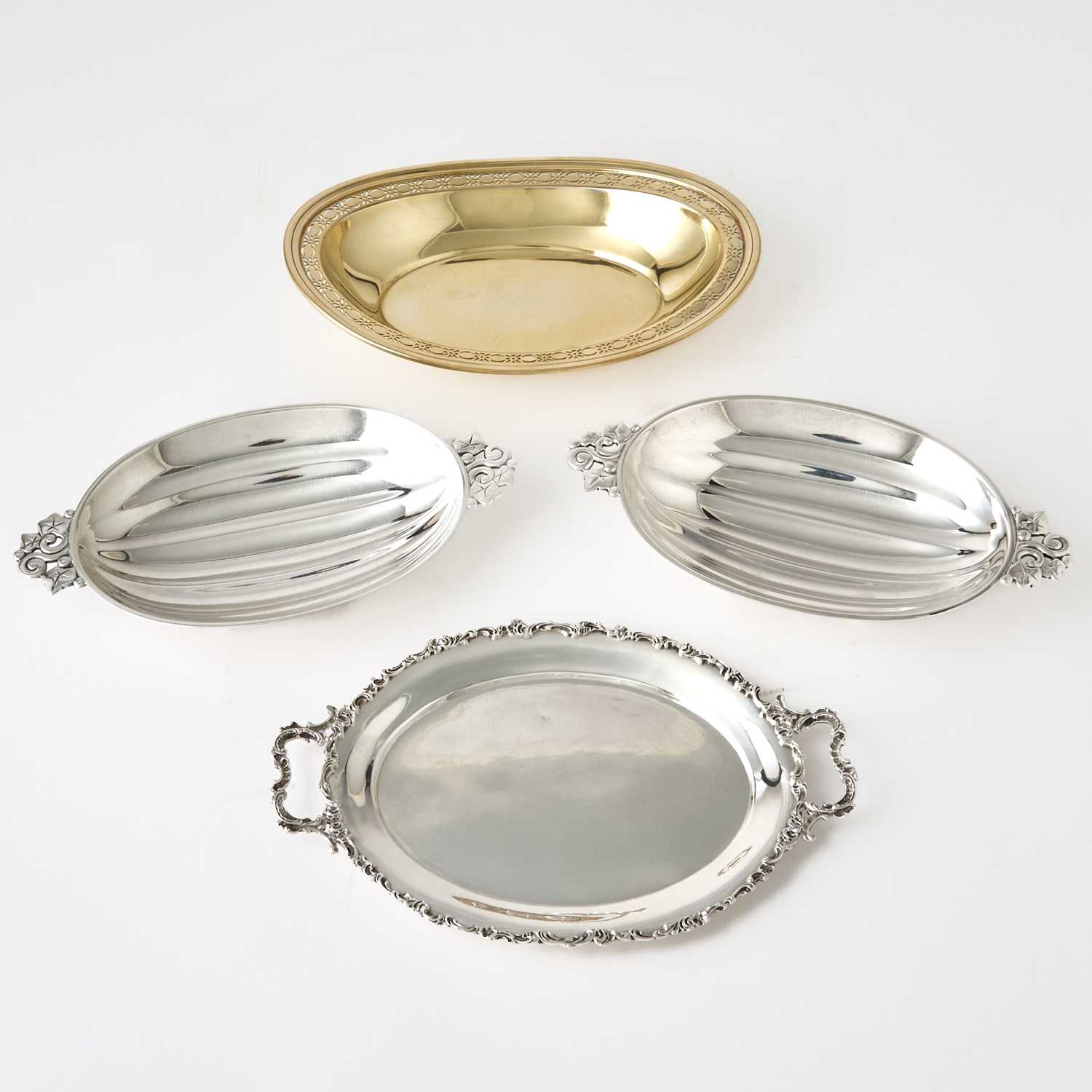Lot 39 - Pair of Tiffany & Co. Sterling Silver Dishes and a Tiffany & Co. Sterling Silver Gilt Bread Tray