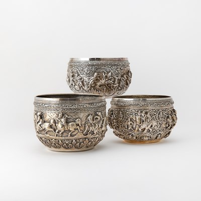 Lot 149 - Three Burmese Silver Bowls