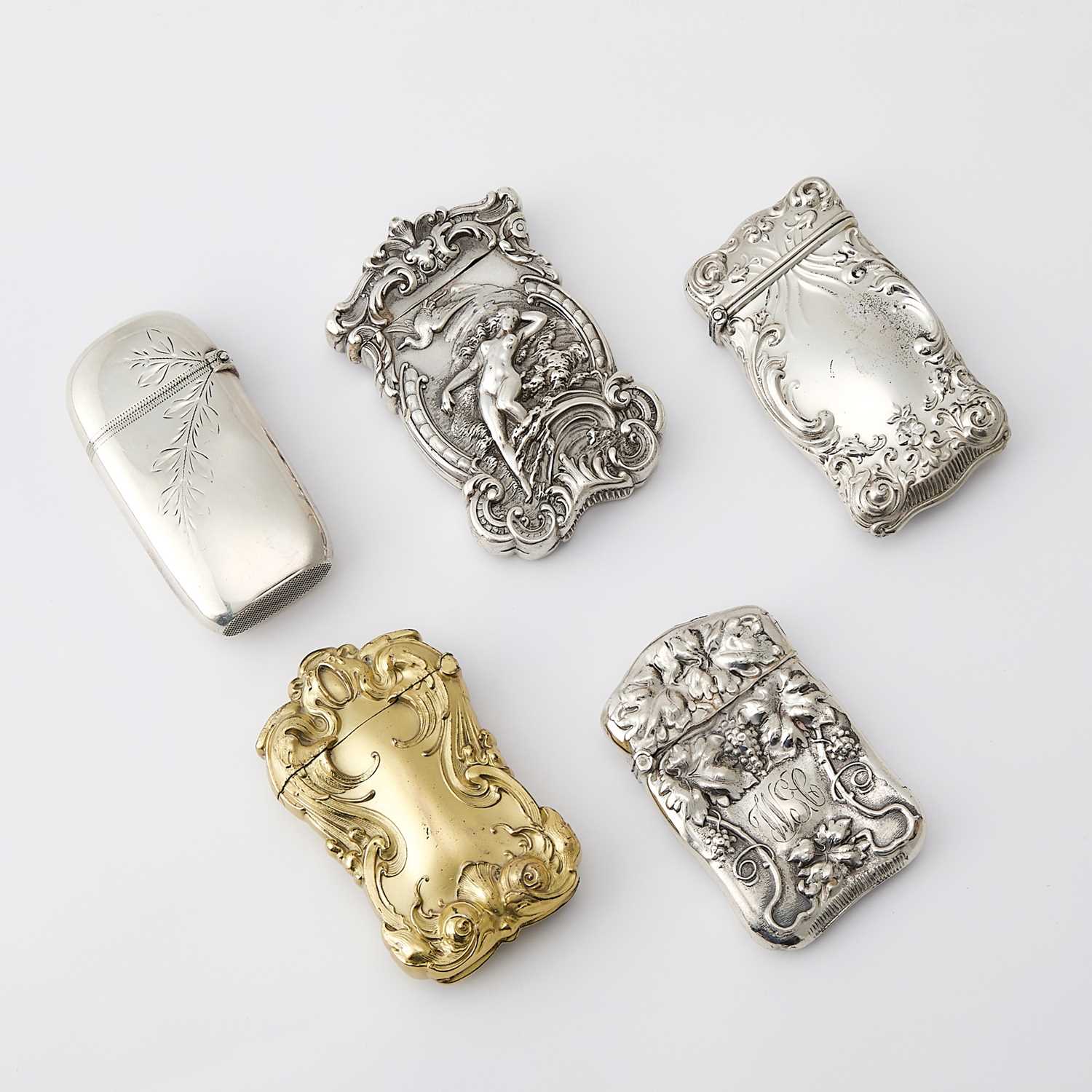 Lot 35 - Five American Silver and Silver Plated Vesta Cases