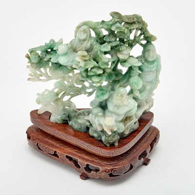 Lot 204 - Chinese Carved Jadeite Figural Group